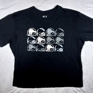Taco Bell Graphic T-Shirt Mens 2X Black Logo Grid Glitch Art Short Sleeve Tee